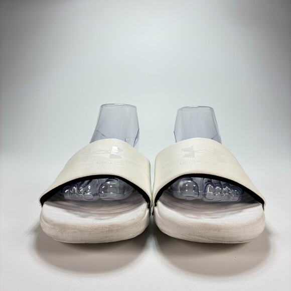 Under Armour White Memory Foam Athletic Slip On Slides Sandals Women's Size 9 - Picture 3 of 9